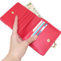 Japan Sanrio Clasp Bifold Wallet - Hello Kitty : Red Gold Embossed - 3