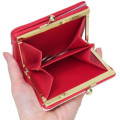Japan Sanrio Clasp Bifold Wallet - Hello Kitty : Red Gold Embossed - 4