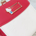 Japan Sanrio Clasp Bifold Wallet - Hello Kitty : Red Gold Embossed - 5