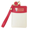Japan Sanrio Pass Case Card Holder & Reel - Hello Kitty : Red Gold Embossed - 1