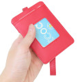 Japan Sanrio Pass Case Card Holder & Reel - Hello Kitty : Red Gold Embossed - 2