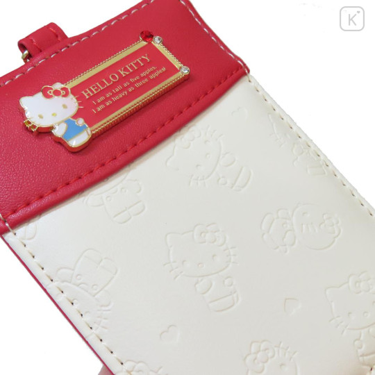 Japan Sanrio Pass Case Card Holder & Reel - Hello Kitty : Red Gold Embossed - 3