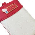 Japan Sanrio Pass Case Card Holder & Reel - Hello Kitty : Red Gold Embossed - 3