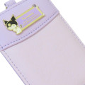 Japan Sanrio Pass Case Card Holder & Reel - Kuromi : Purple Gold Embossed - 3