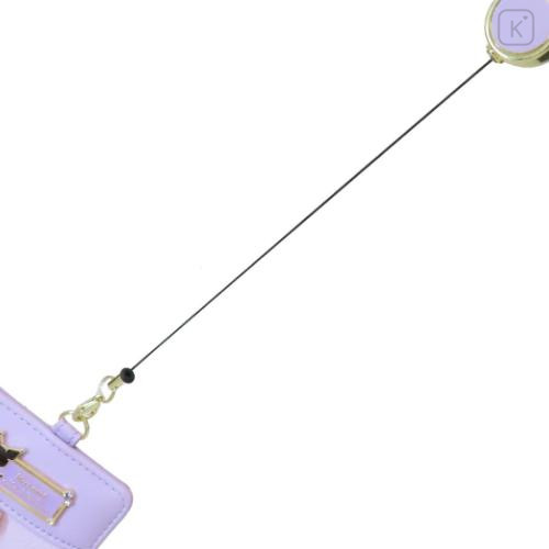 Japan Sanrio Pass Case Card Holder & Reel - Kuromi : Purple Gold Embossed - 4