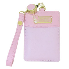 Japan Sanrio Pass Case Card Holder & Reel - My Melody : Pink Gold Embossed