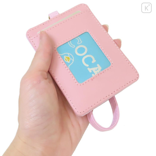 Japan Sanrio Pass Case Card Holder & Reel - My Melody : Pink Gold Embossed - 2