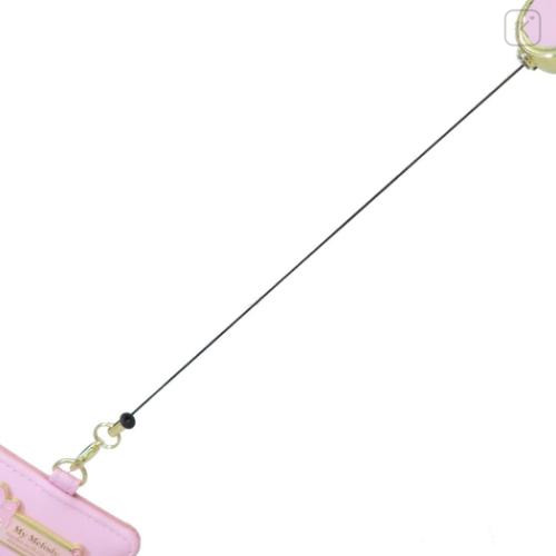Japan Sanrio Pass Case Card Holder & Reel - My Melody : Pink Gold Embossed - 4