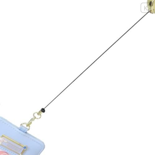Japan Sanrio Pass Case Card Holder & Reel - Cinnamoroll : Blue Gold Embossed - 4