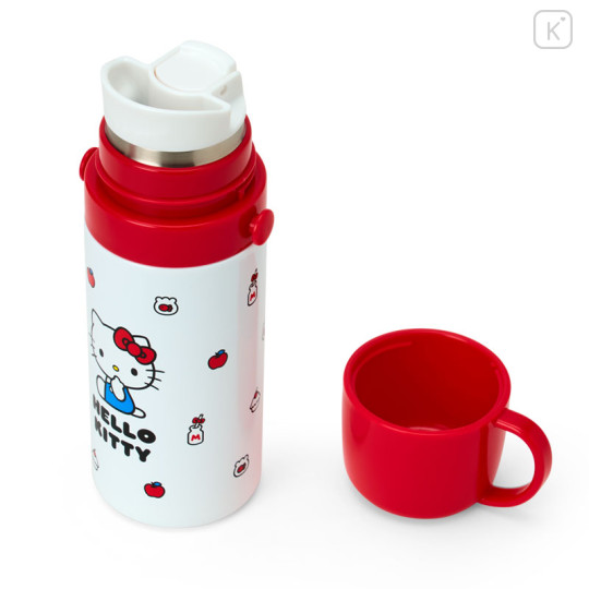 Japan Sanrio Original Stainless Steel Bottle (S) With Cup Shoulder Strap - Hello Kitty : Red White - 3