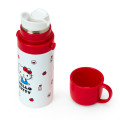 Japan Sanrio Original Stainless Steel Bottle (S) With Cup Shoulder Strap - Hello Kitty : Red White - 3