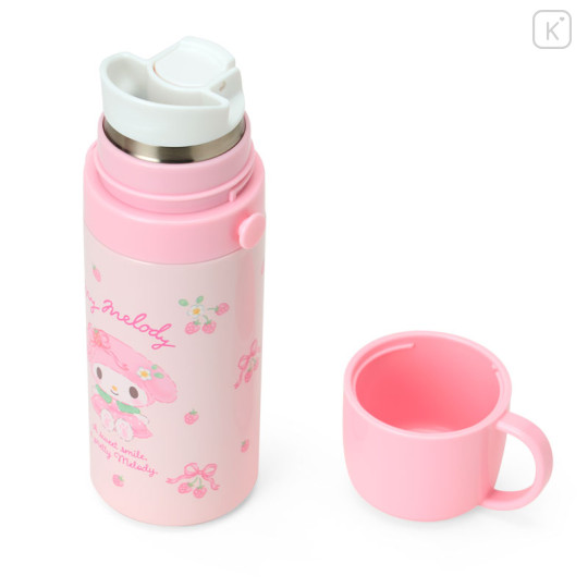 Japan Sanrio Original Stainless Steel Bottle (S) With Cup Shoulder Strap - My Melody : Pink - 3