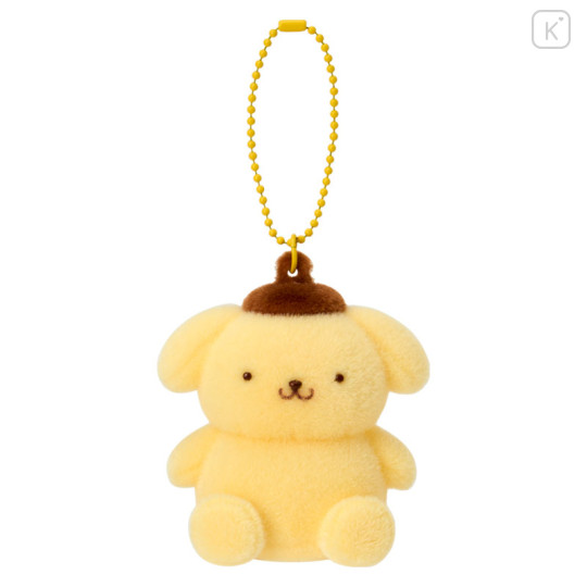 Japan Sanrio Original Flocked Figure Mascot Keychain - Pompompurin - 1