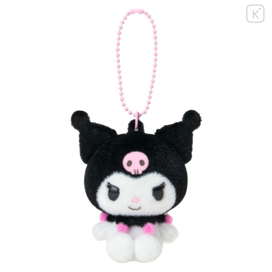 Japan Sanrio Original Flocked Figure Mascot Keychain - Kuromi - 1