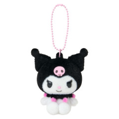 Japan Sanrio Original Flocked Figure Mascot Keychain - Kuromi