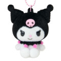 Japan Sanrio Original Flocked Figure Mascot Keychain - Kuromi - 2