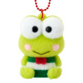 Japan Sanrio Original Flocked Figure Mascot Keychain - Keroppi - 2