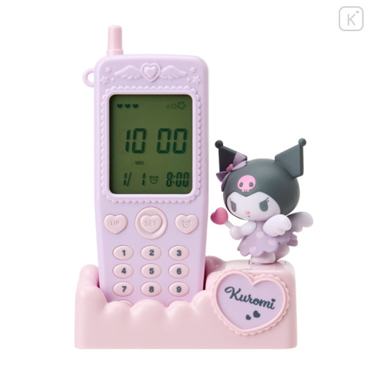 Japan Sanrio Original Flip Phone-shaped Table Clock - Kuromi - 1