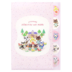 Japan Animal Crossing 5 Pockets A4 Clear File - New Horizons Characters Pink