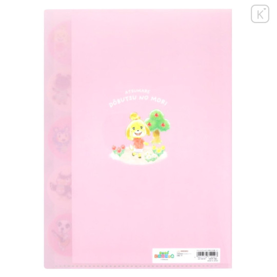 Japan Animal Crossing 5 Pockets A4 Clear File - New Horizons Characters Pink - 2