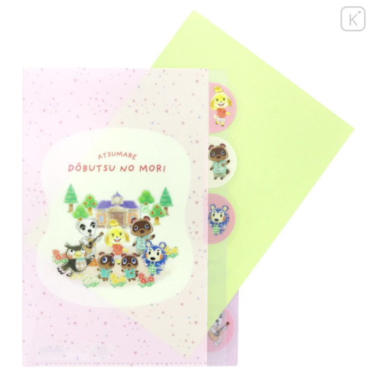 Japan Animal Crossing 5 Pockets A4 Clear File - New Horizons Characters Pink - 3