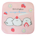 Japan Kamio Mini Towel Handkerchief - White Bird Shimaenaga Pink Strawberry Mochi Daifuku - 1