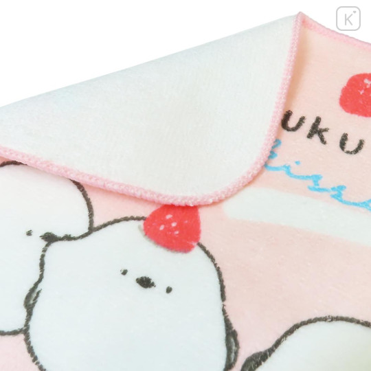Japan Kamio Mini Towel Handkerchief - White Bird Shimaenaga Pink Strawberry Mochi Daifuku - 2