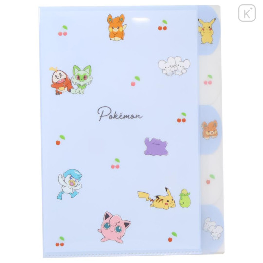 Japan Pokemon 5 Pockets A4 Clear File - Happy Day Cherry Blue - 1