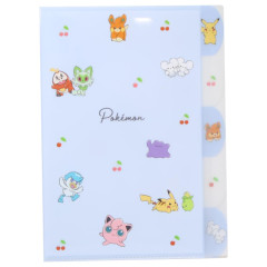Japan Pokemon 5 Pockets A4 Clear File - Happy Day Cherry Blue