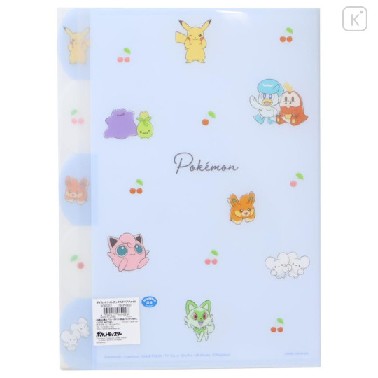 Japan Pokemon 5 Pockets A4 Clear File - Happy Day Cherry Blue - 2
