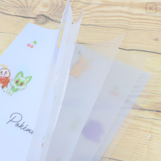 Japan Pokemon 5 Pockets A4 Clear File - Happy Day Cherry Blue - 3