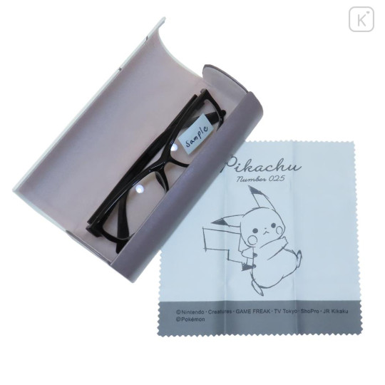 Japan Pokemon Glasses Case - Pikachu : number025 Mint Grey - 2