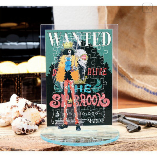 Japan One Piece Mame Jigsaw Puzzle 40pcs Acrylic Stand - Wanted Poster Brook - 1