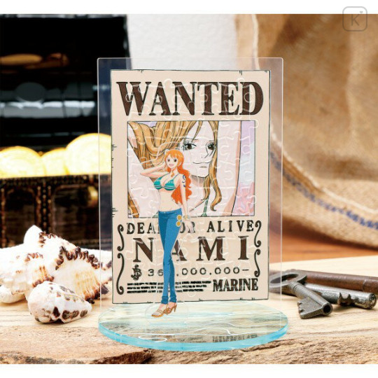 Japan One Piece Mame Jigsaw Puzzle 40pcs Acrylic Stand - Wanted Poster Nami - 1