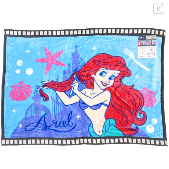 Japan Disney Fluffy Lap Blanket - The Little Mermaid : Sea Movie Frame - 1