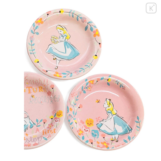 Japan Disney Small Plate Gift Set - Alice in Wonderland : Pink Flower - 3