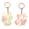 Japan Disney Store Metal Keychain - Stitch : Outline Pair Heart Line Key Chain Fes - 3