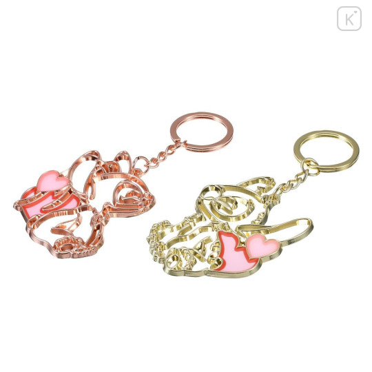 Japan Disney Store Metal Keychain - Stitch : Outline Pair Heart Line Key Chain Fes - 5