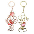 Japan Disney Store Metal Keychain - Mickey & Minnie : Outline Pair Heart Line Key Chain Fes - 1