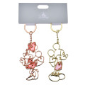 Japan Disney Store Metal Keychain - Mickey & Minnie : Outline Pair Heart Line Key Chain Fes - 2