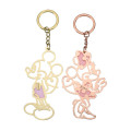 Japan Disney Store Metal Keychain - Mickey & Minnie : Outline Pair Heart Line Key Chain Fes - 3