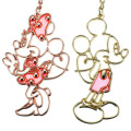Japan Disney Store Metal Keychain - Mickey & Minnie : Outline Pair Heart Line Key Chain Fes - 4