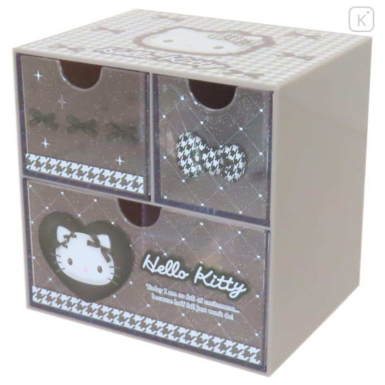Japan Sanrio Chest Drawer - Hello Kitty : Monotone Ribbon - 1