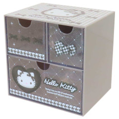 Japan Sanrio Chest Drawer - Hello Kitty : Monotone Ribbon