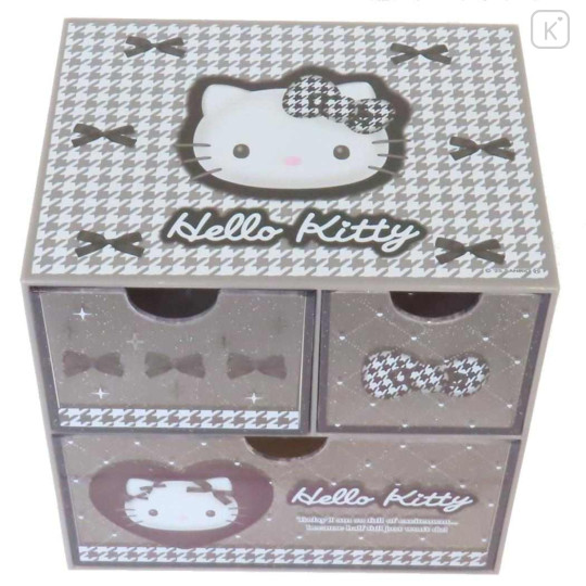 Japan Sanrio Chest Drawer - Hello Kitty : Monotone Ribbon - 3