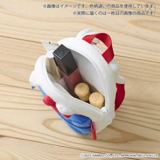 Japan Sanrio Mini Pouch with Carabiner - Kuromi : Backpack Style Black Purple Smile - 3