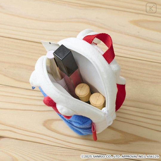 Japan Sanrio Mini Pouch with Carabiner - Hello Kitty : Backpack Style Blue Smile - 3