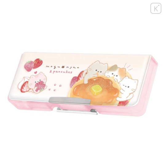 Japan Kamio Double-opening Pencil Case - Mogunyan : Cat Pancake Butter - 1