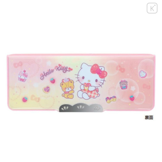 Japan Sanrio Yokopita Compact Double-Sided Opening Pencil Case - Hello Kitty & Tiny Chum : Dessert Hologram - 2