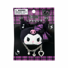 Japan Sanrio Original Face-shaped Hair Clip - Kuromi : Sweet Rock 'n' Check Gingham